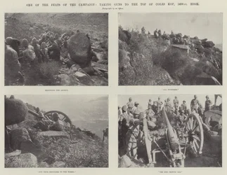 Una delle imprese della campagna, portare i cannoni in cima a Coles Kop, alto 1400 piedi