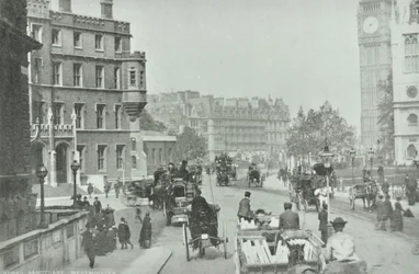 Parliament Square, Westminster LB: Broad Sanctuary vista verso Parliament Square, 1896