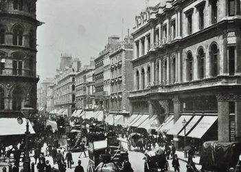 Poultry, guardando a ovest verso Cheapside, Città di Londra, 1890