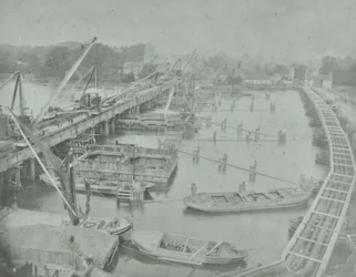 Putney Bridge: scavo delle fondamenta per il nuovo ponte, 1883