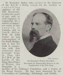 Sir Benjamin Baker, KCMG, decorato per i servizi di ingegneria nella costruzione della diga del Nilo