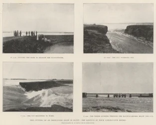 Il taglio di un bacino di irrigazione in Egitto, i risultati in quattro ore consecutive