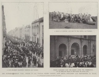 La guerra ispano-americana, scene a Las Palmas, Gran Canaria, ora fortificata e approvvigionata dalla Spagna