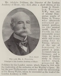 Il defunto Mr A Pollitzer, direttore della London Academy of Music