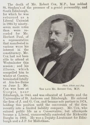Il defunto signor Robert Cox, MP