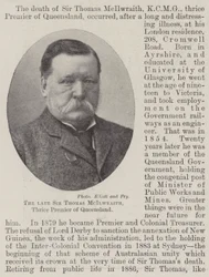 Il defunto Sir Thomas McIlwraith, tre volte Premier del Queensland