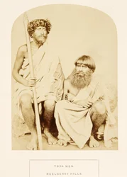 Uomini Toda, Colline di Neelgerry, da The People of India, di J. Forbes Watson, pubblicato nel 1868
