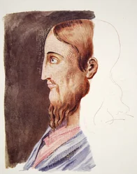 Ritratto di Cristo del II secolo dalle Catacombe Romane, disegno attribuito a T. Heaphy, riprodotto in The Outline of History: being a plain history of life and mankind di H.G. Wells, Londra