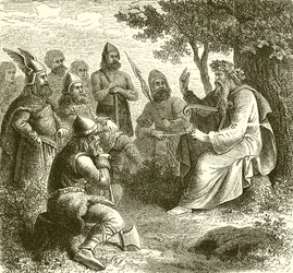 Un bardo che canta le gesta dei guerrieri teutoni