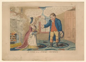 Una cura per un camino fumoso!!, disegnato da G. M. Woodward, 1808