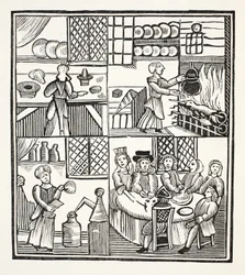 Una raccolta di ricette di cucina, illustrazione da Chap-books del XVIII secolo di John Ashton, pub. 1882