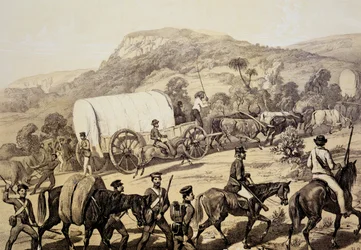 Un convoglio di carri, da Scenes in Kafirland and Incidents in the Kafir War of 1851-53