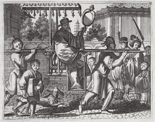 Un mandarino in una sedia a portantina, illustrazione da una descrizione delle ambasciate in Cina, 1690