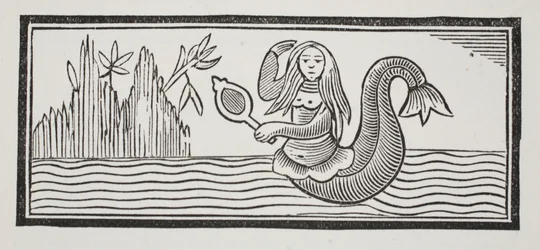 Una sirena, che presagisce distruzione ai marinai, illustrazione da Chap-books del XVIII secolo di John Ashton, pub. 1882