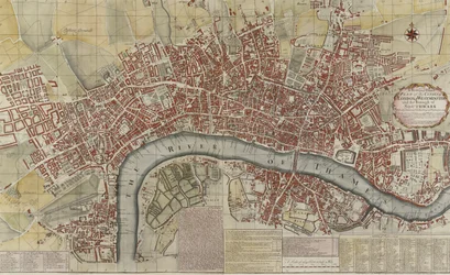 Un nuovo e preciso piano delle città di Londra e Westminster e del borgo di Southwark, 1725