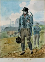 Un minatore che va al lavoro