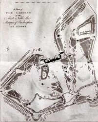 Pianta dei giardini del nobilissimo marchese di Buckingham a Stowe, dalla guida per i visitatori, pubblicata nel 1797