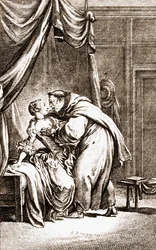 Un prete che accosta una donna