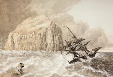 Un naufragio contro il Bass Rock, Firth of Forth, da 
