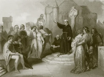 Un frate domenicano che predica una crociata