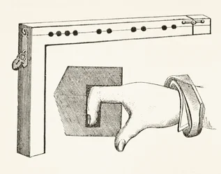 Un pillory per le dita, usato nel XV secolo, da 