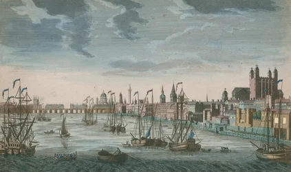 Vista generale delle imbarcazioni a vela sulle acque del fiume Tamigi