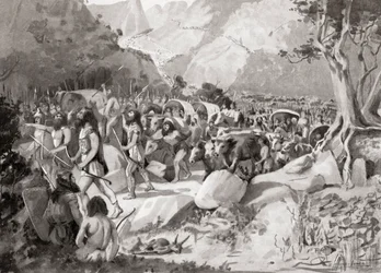 Una migrazione di tribù scite attraverso un passo nelle montagne dell