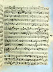 Una pagina di una delle uniche due copie conosciute della prima stampa del Messia di Handel a Londra (carta stampata)