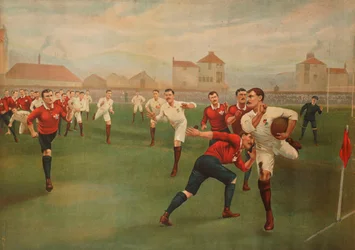Una rara stampa di Inghilterra contro Galles. 5 gennaio 1895, a Swansea