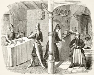 Una tipica sala da pranzo e cucina del XV secolo, da 