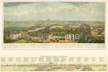 Veduta delle città di Londra e Westminster con i sobborghi e il paese circostante