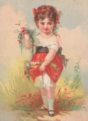 Una giovane ragazza che raccoglie fiori selvatici