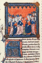 Aggiungi 50000 anziani ebrei, Cronache I, dal Salterio di Oscott, c.1270