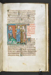 Aristotele che indica gli uccelli portati al re, da Secretum Secretorum, c.1326-27 (pergamena)