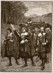 Avanzata dei Covenanters oltre il confine in Inghilterra, illustrazione da Cassells Illustrated History of England