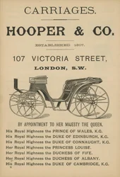 Pubblicità per le carrozze Hooper & Co