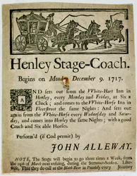 Pubblicità per la Carrozza di Henley, 1717