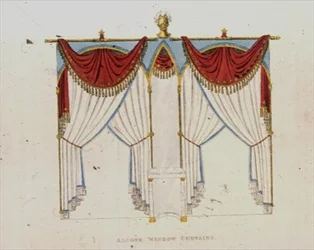 Tende per finestre ad alcova, tavola 141 da Repository of Arts di Ackermann, pubblicato nel 1824