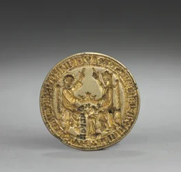 Sigillo a mandorla: Incoronazione della Vergine con un monaco inginocchiato, 1300-1400
