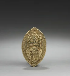 Sigillo a mandorla: Incoronazione della Vergine con un monaco inginocchiato, XIV secolo