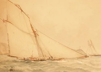 Un Cutter a Vela con Gaff di Otto Metri, The Royal Yacht Squadron, c.1860