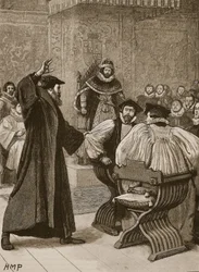 Andrew Melville davanti al Consiglio Privato Scozzese, illustrazione da Cassells Illustrated History of England