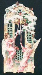 Angeli che suonano campane, biglietto di Natale