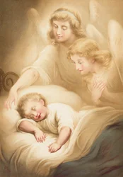 Angeli che vegliano su un bambino che dorme