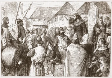 Arnoldo da Brescia predica, illustrazione da La storia del protestantesimo di James Aitken Wylie (1808-1890), pub. 1878