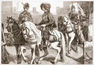 Arrivo dei deputati hussiti a Basilea, illustrazione da La storia del protestantesimo di James Aitken Wylie (1808-1890), pub. 1878