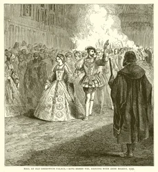 Ballo al vecchio palazzo di Greenwich -- Re Enrico VIII balla con Anna Bolena, 1527