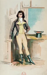 Beau Brummel (1778-1840) nella sua giovinezza (litografia a colori)
