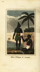 Uomo e donna Bijogos di Cazegut (Isole Bissagos, Guinea Bissau, Africa Occidentale)