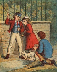 "Mordilo, ringhia" (litografia a colori)